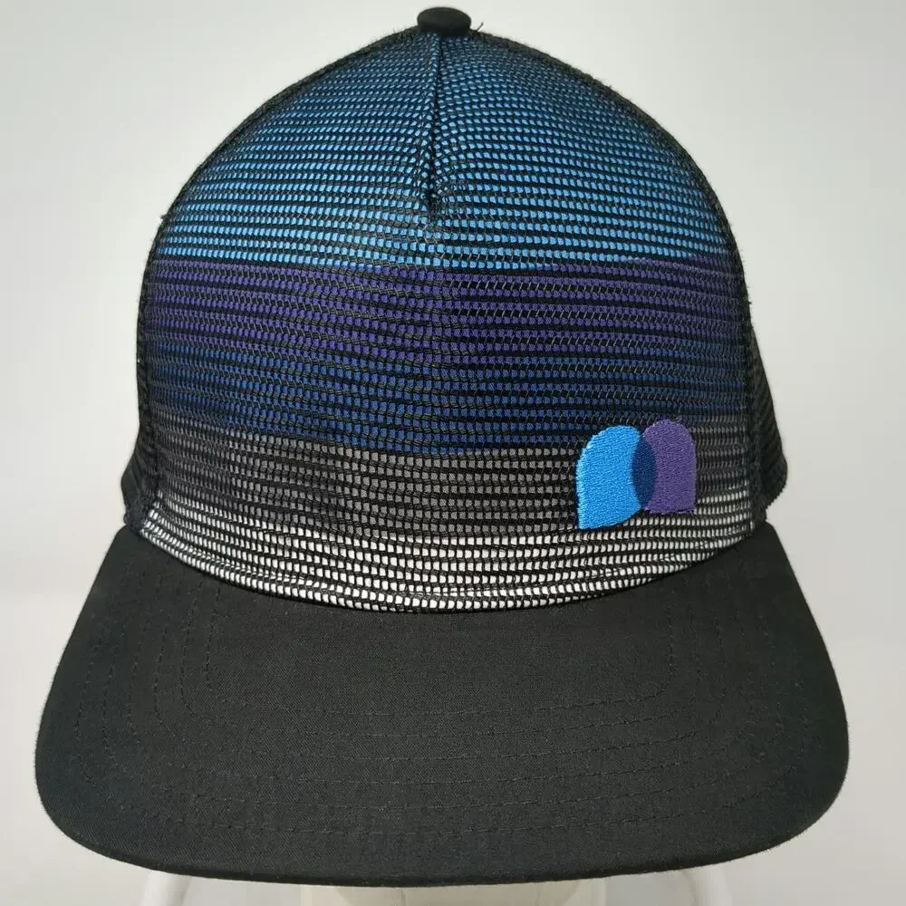 Outdoor Cap Trucker Hat Black One Size Gradient Mesh Snapback Flat Bill Hat